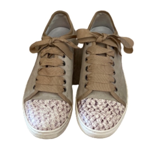 Lanvin Suede and Python Cap Toe Sneakers size 37 size 6 - Picture 1 of 12